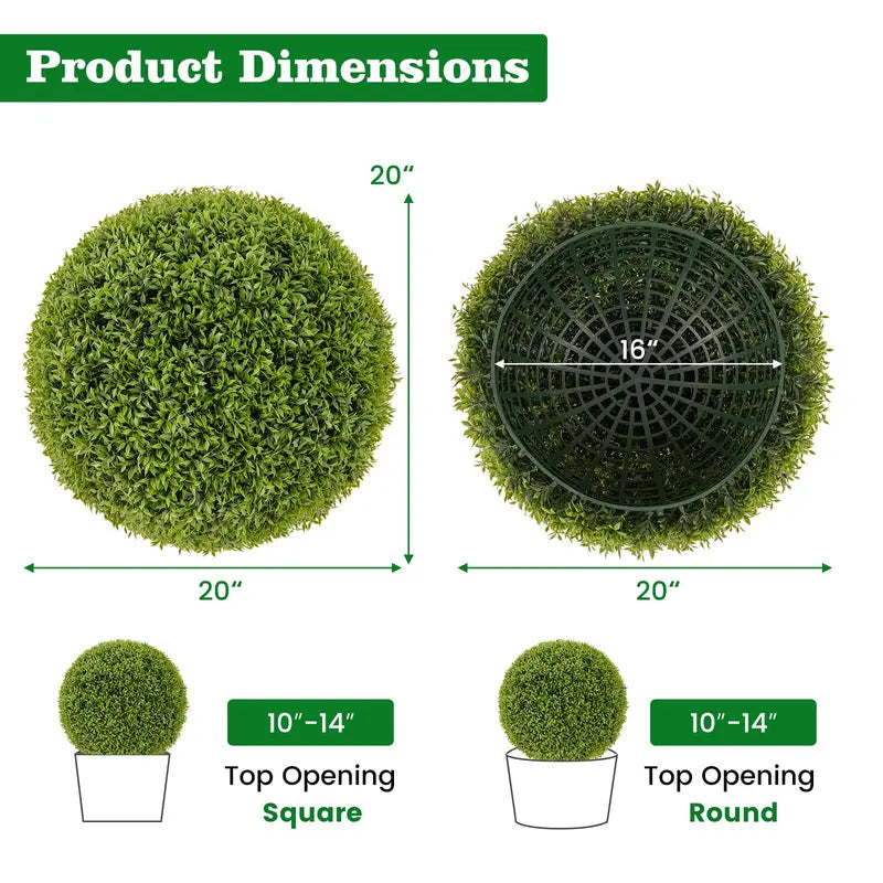 2-Pack 20-Inch Artificial Boxwood Topiary Balls ¨C UV-Resistant Round Faux Plants for Outdoor Use