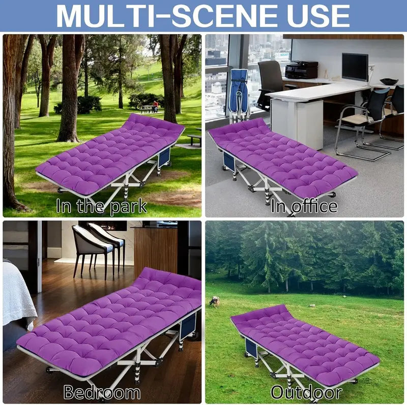 2-Pack Adult Camping Cots ¨C Heavy-Duty Folding Beds with Included Mattresses for Comfortable Outdoor Sleep