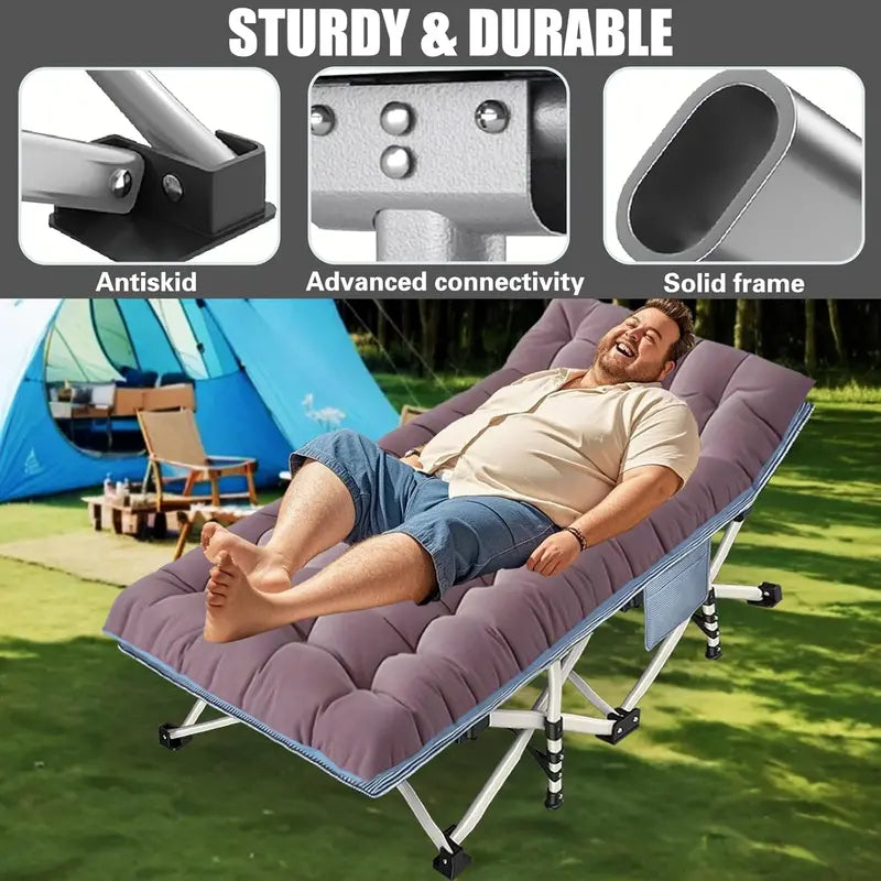2-Pack Adult Camping Cots ¨C Heavy-Duty Folding Beds with Included Mattresses for Comfortable Outdoor Sleep
