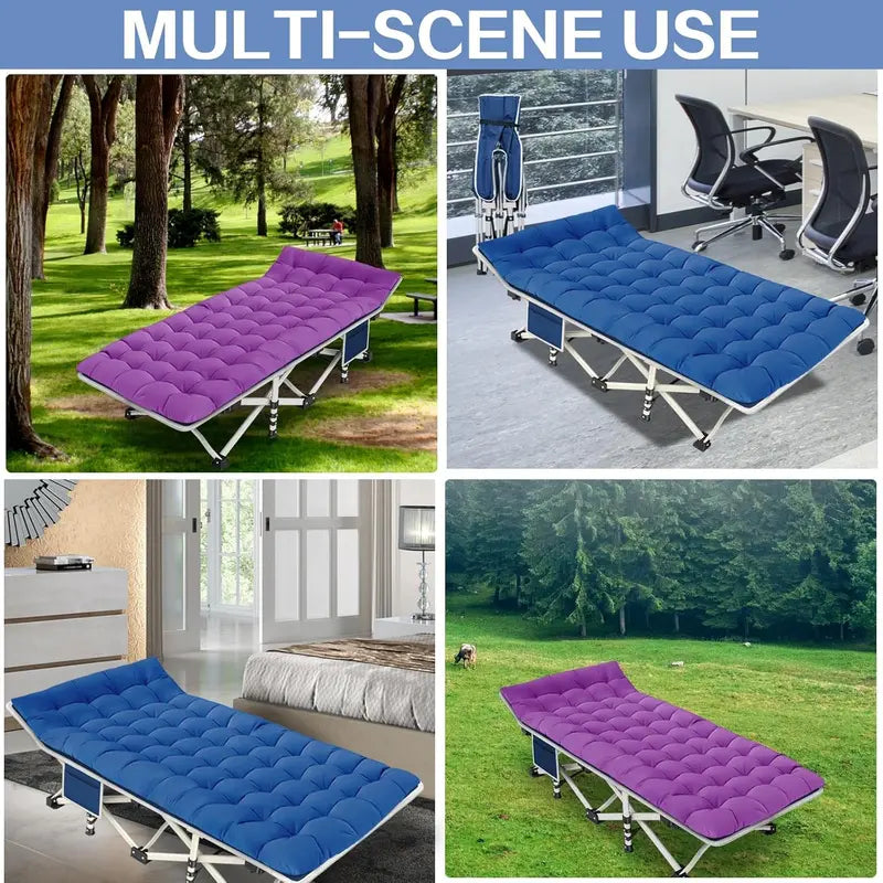 2-Pack Adult Camping Cots ¨C Heavy-Duty Folding Beds with Included Mattresses for Comfortable Outdoor Sleep