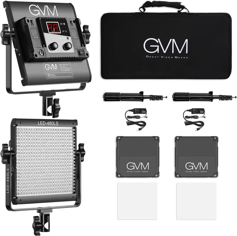 2-Pack Bi-Color LED Video Light Kits ¨C APP-Controlled 2300K¨C6800K Panels with Barndoors. Digital Display & CRI97+ Output