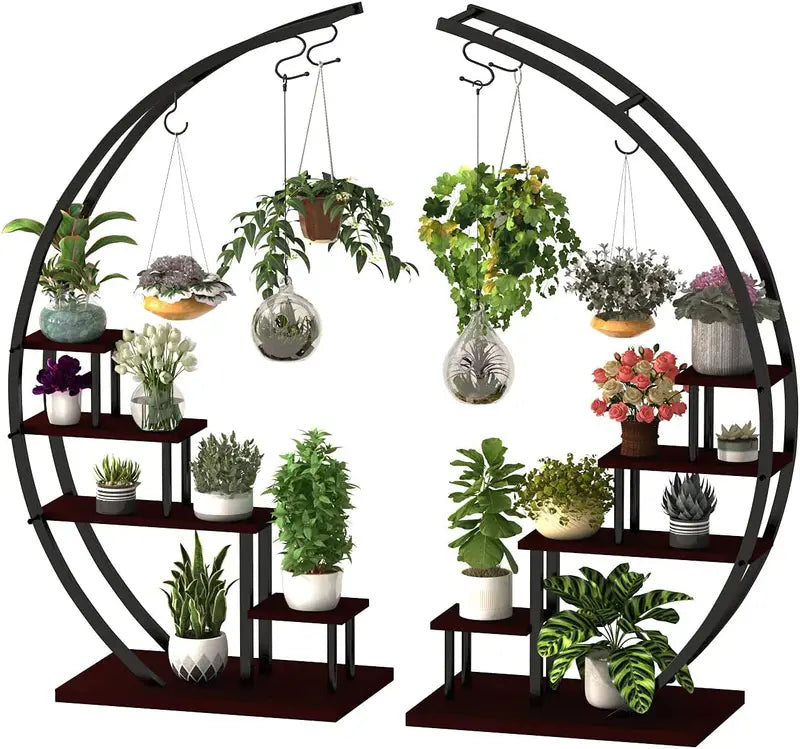 2-Pack Black GDLF 5-Tier Half Moon Metal Plant Stand for Home. Patio. &amp; Garden