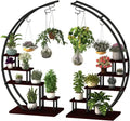 2-Pack Black GDLF 5-Tier Half Moon Metal Plant Stand for Home. Patio. &amp; Garden
