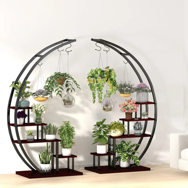2-Pack Black GDLF 5-Tier Half Moon Metal Plant Stand for Home. Patio. &amp; Garden