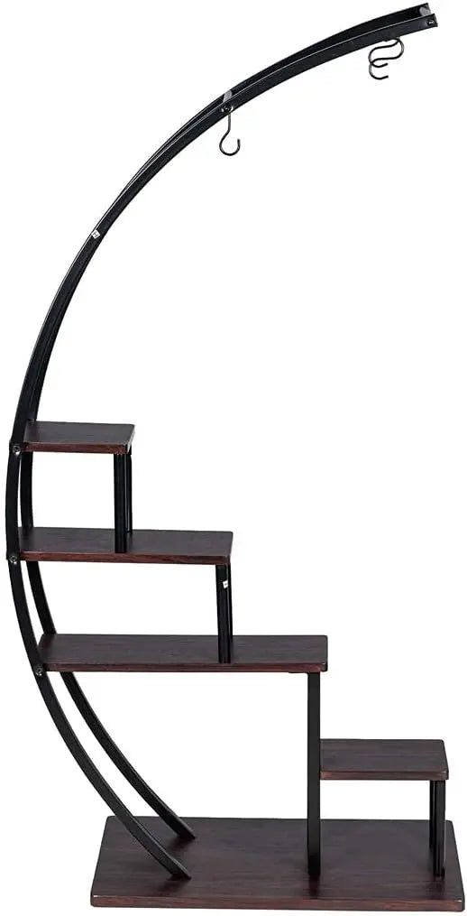 2-Pack Black GDLF 5-Tier Half Moon Metal Plant Stand for Home. Patio. &amp; Garden