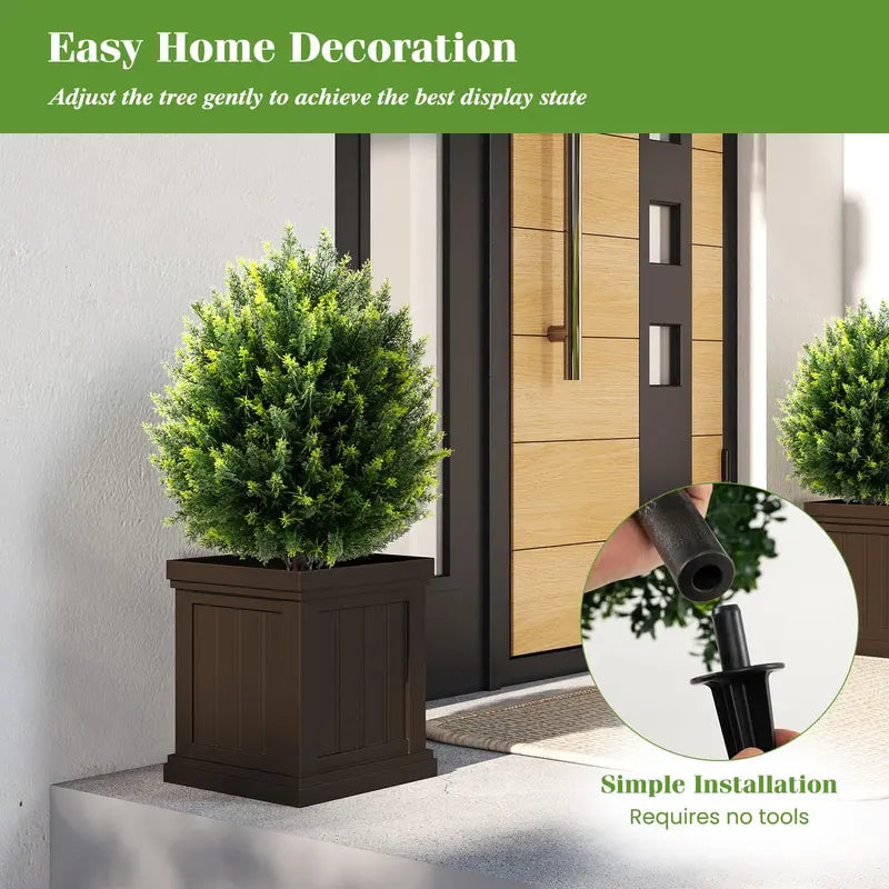 2-Pack Faux Cedar Shrubs with Ground Spikes ¨C Outdoor-Ready Artificial Plants