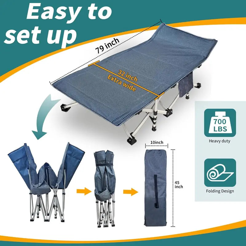 2-Pack Heavy-Duty Folding Camping Cots ¡ª Includes Mattresses & Carry Bags for Home. Outdoor or Guest Use