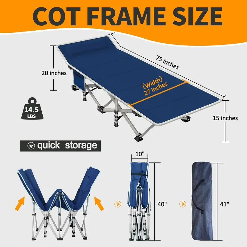 2-Pack Heavy-Duty Folding Camping Cots ¡ª Includes Mattresses & Carry Bags for Home. Outdoor or Guest Use