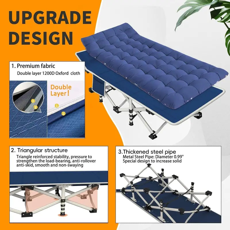 2-Pack Heavy-Duty Folding Camping Cots ¡ª Includes Mattresses & Carry Bags for Home. Outdoor or Guest Use