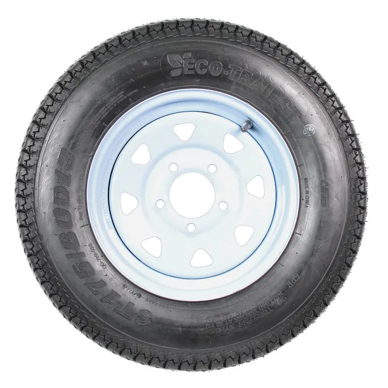 2-Pack ST175/80D13 Trailer Tires on White Spoke Rims ¨C Load Range C. 5-Lug Mounting