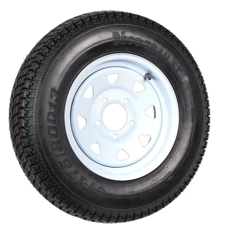 2-Pack ST175/80D13 Trailer Tires on White Spoke Rims ¨C Load Range C. 5-Lug Mounting