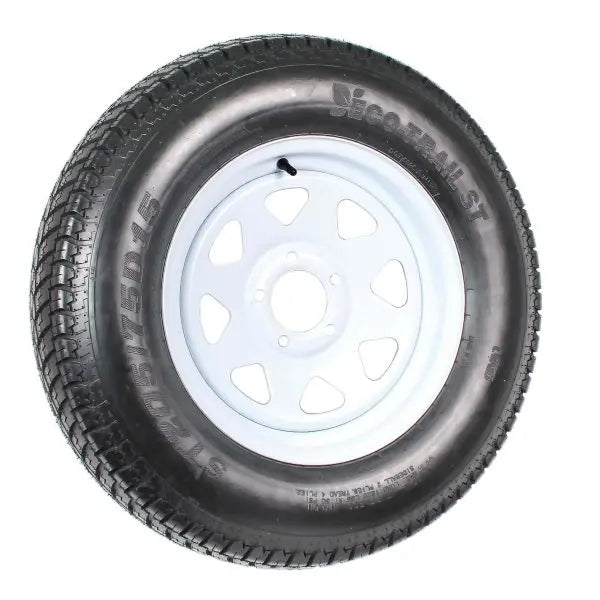 2-Pack ST205/75D15 Trailer Tires on White-Spoke Rims ¨C LRC Rated. 5-Hole Mounting. 205/75-15 Size