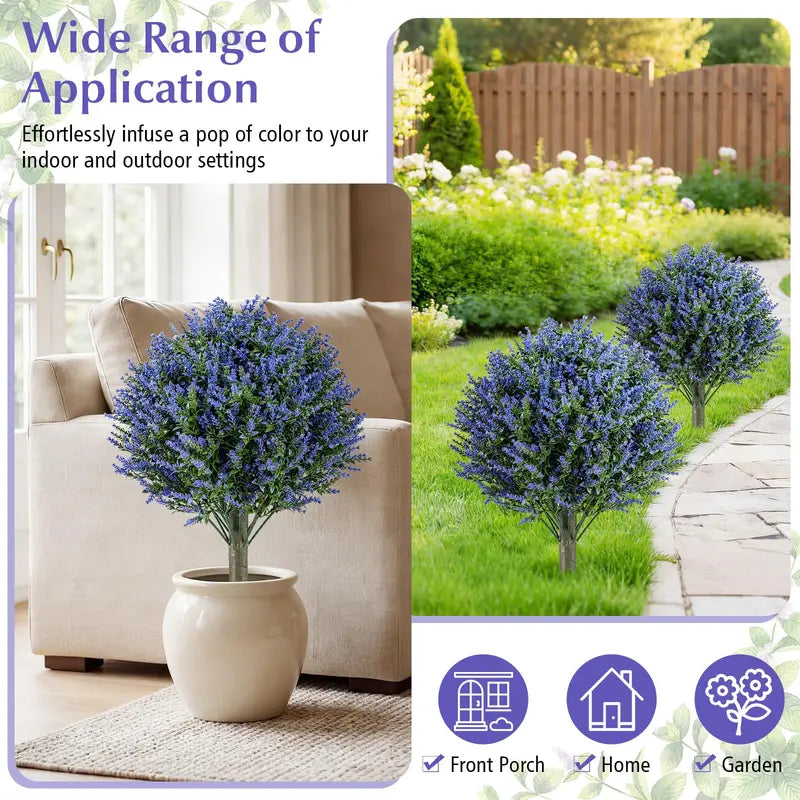 2-Pack Sun-Resistant Lavender Topiary Balls ¨C UV-Stable Indoor/Outdoor Evergreen Decor