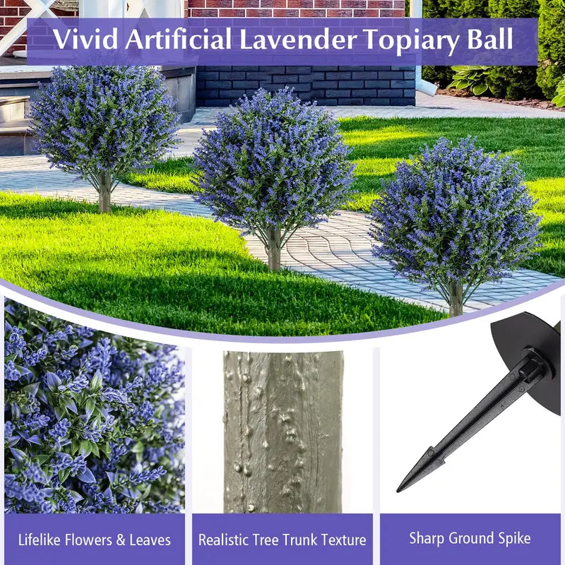 2-Pack Sun-Resistant Lavender Topiary Balls ¨C UV-Stable Indoor/Outdoor Evergreen Decor