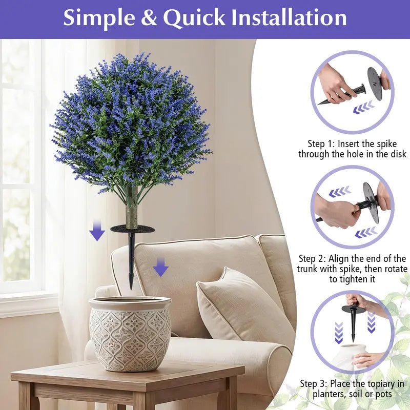 2-Pack Sun-Resistant Lavender Topiary Balls ¨C UV-Stable Indoor/Outdoor Evergreen Decor