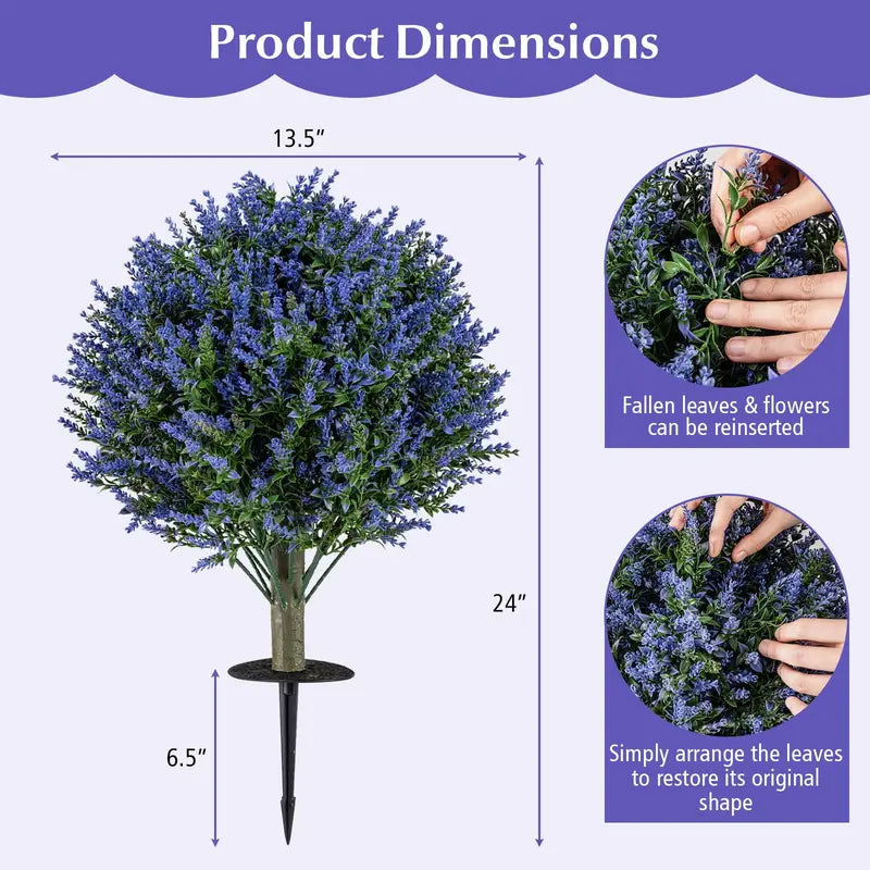 2-Pack Sun-Resistant Lavender Topiary Balls ¨C UV-Stable Indoor/Outdoor Evergreen Decor