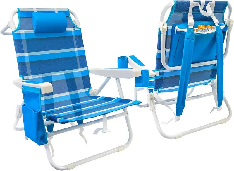 2-Pack Textilene Beach Chairs ¨C 5-Position Folding Recliners with Cooler Bag & Carry Straps