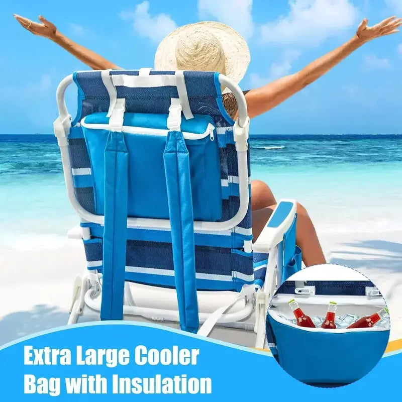 2-Pack Textilene Beach Chairs ¨C 5-Position Folding Recliners with Cooler Bag & Carry Straps