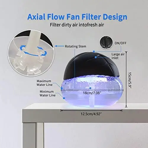 2-Pack Water-Based Air Purifier with LED Mood Light for Home &amp; Office