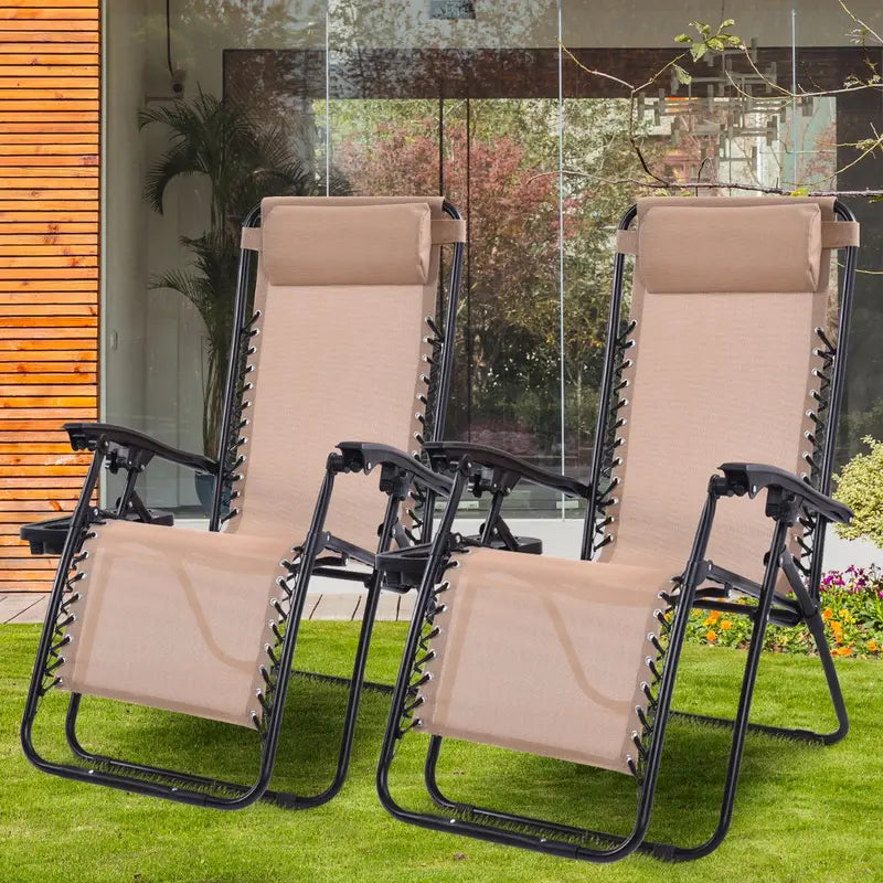 2-Piece Zero Gravity Patio Chairs ¨C Folding Outdoor Recliners with Adjustable Positions