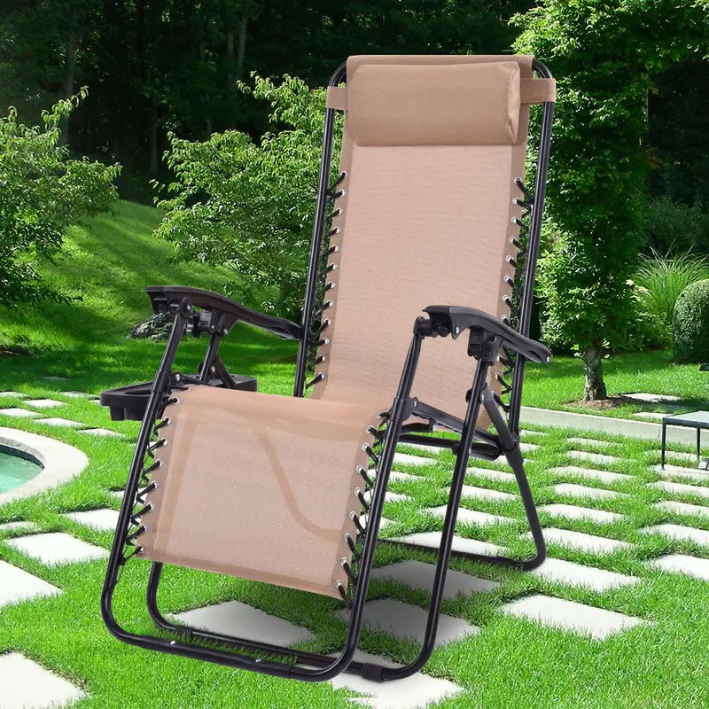 2-Piece Zero Gravity Patio Chairs ¨C Folding Outdoor Recliners with Adjustable Positions