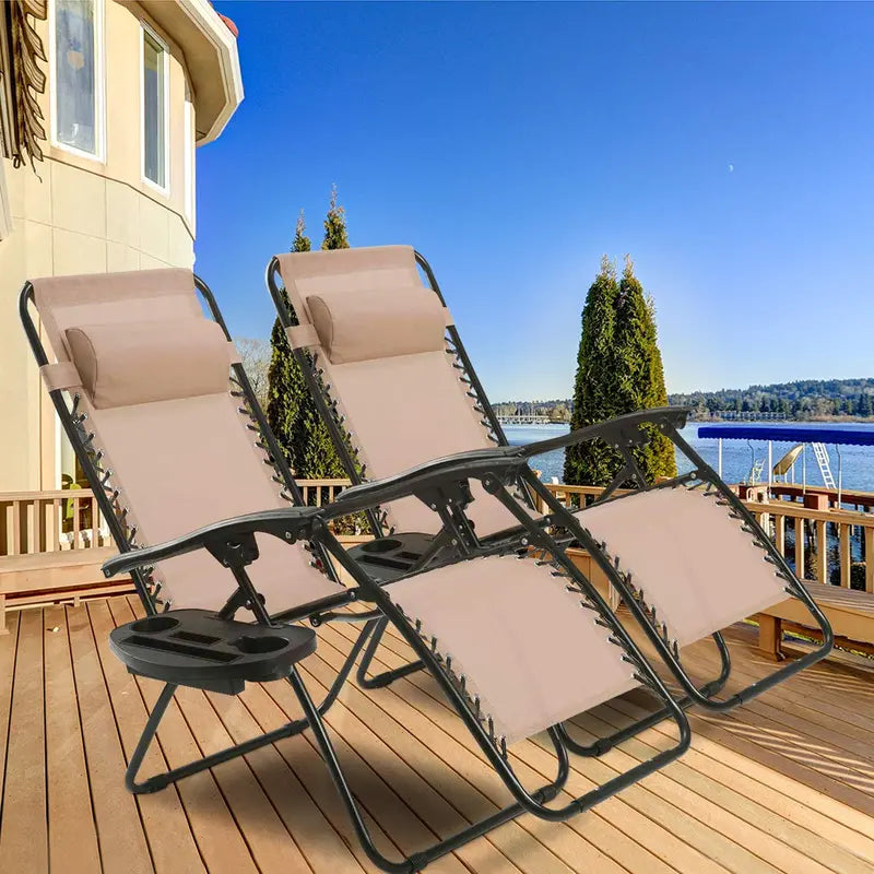 2-Piece Zero Gravity Patio Chairs ¨C Folding Outdoor Recliners with Adjustable Positions