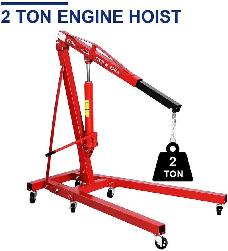 2-Ton Folding Engine Hoist ¨C Portable Cherry Picker Crane for Auto Shops