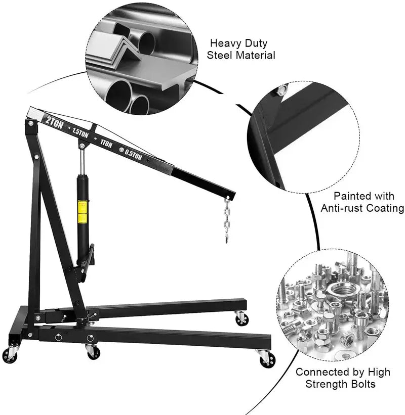 2-Ton Folding Engine Hoist ¨C Portable Cherry Picker Crane for Auto Shops
