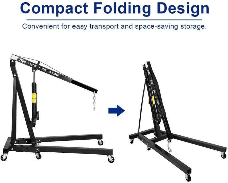 2-Ton Folding Engine Hoist ¨C Portable Cherry Picker Crane for Auto Shops