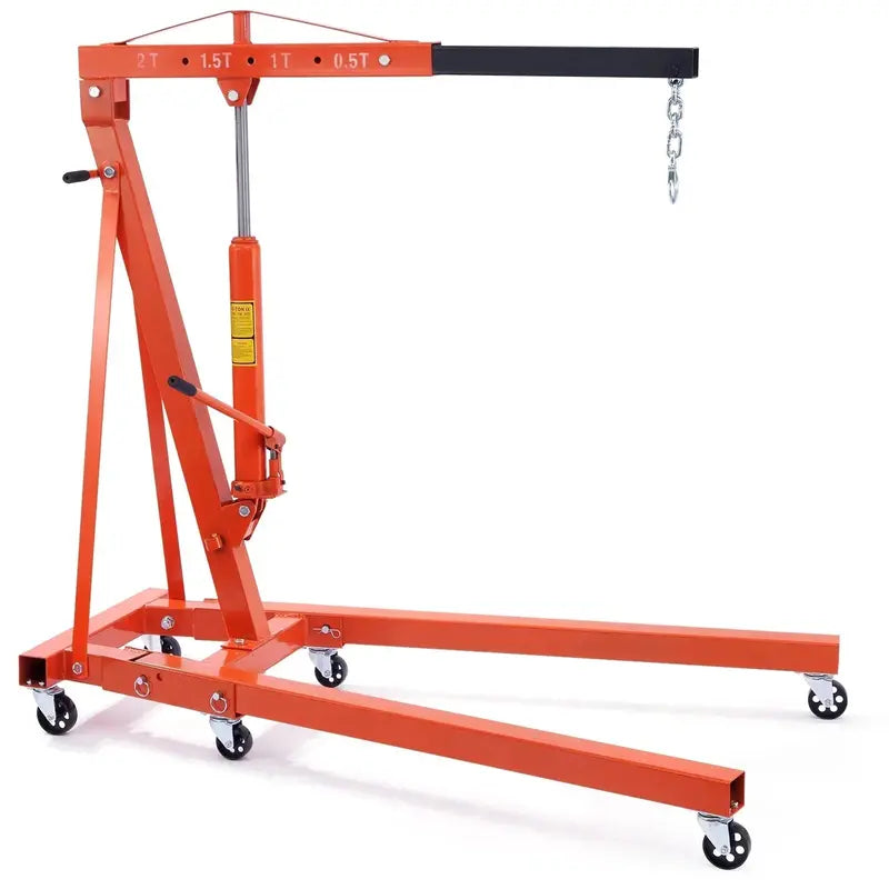 2-Ton Folding Hydraulic Engine Hoist ¨C 4400 LB Capacity. Cherry Picker Crane with Leveling Feature