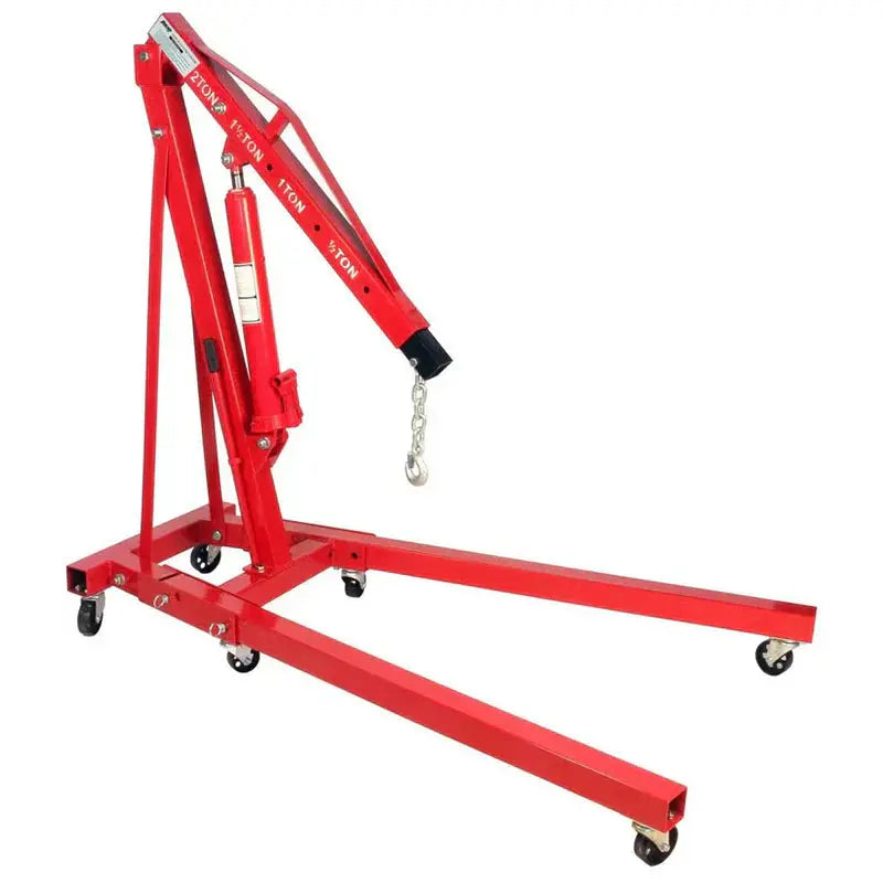 2-Ton Folding Hydraulic Engine Hoist ¨C 6 Swivel Caster Wheels. Full 360¡ã Rotation. Shop Crane Lift