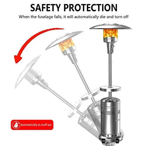 2-Unit Stainless Steel Floor-Standing Patio Heater Set ¨C 48.000 BTU Umbrella Style with Wheels (Silver)