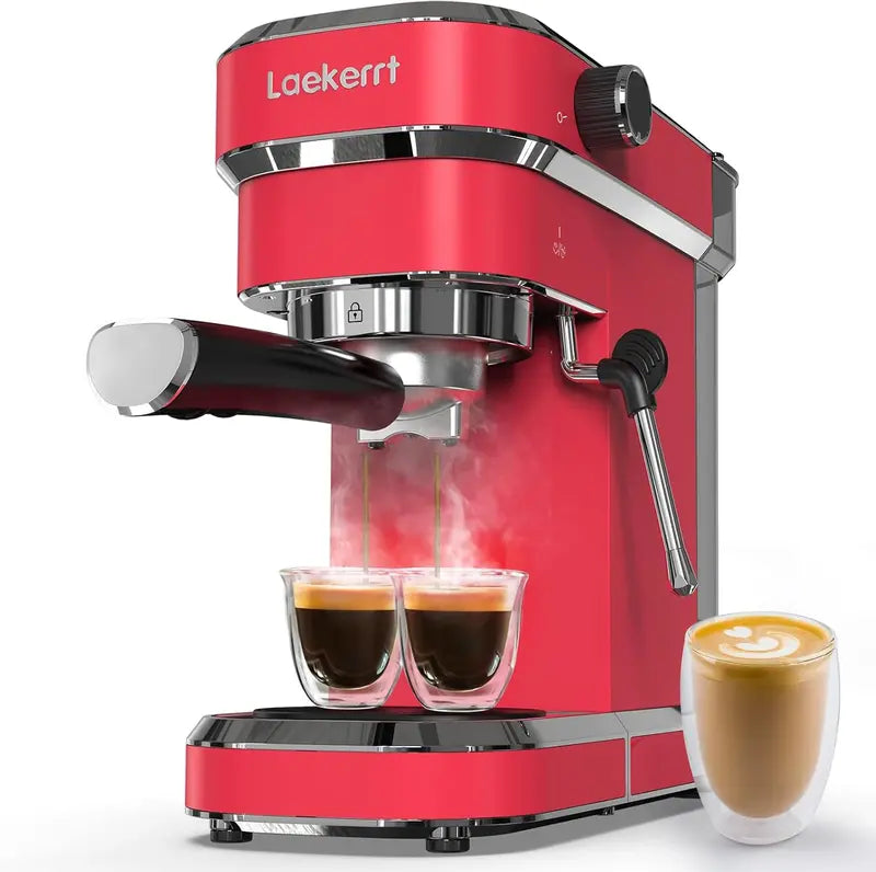 20-Bar Pink Espresso Machine ¨C Professional Cappuccino & Latte Maker with Steam Wand. Ideal Gift for Coffee Enthusiasts