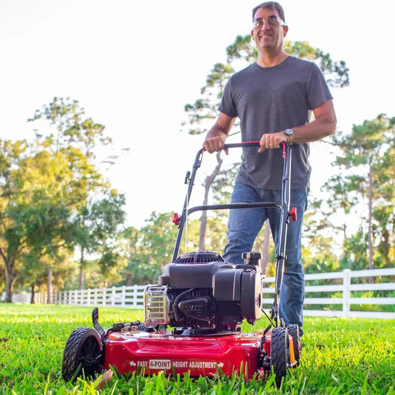 20-Inch 125cc Gas Push Lawn Mower ¨C Briggs &amp; Stratton Engine-Powered Compact Cutting Tool for Residential Use