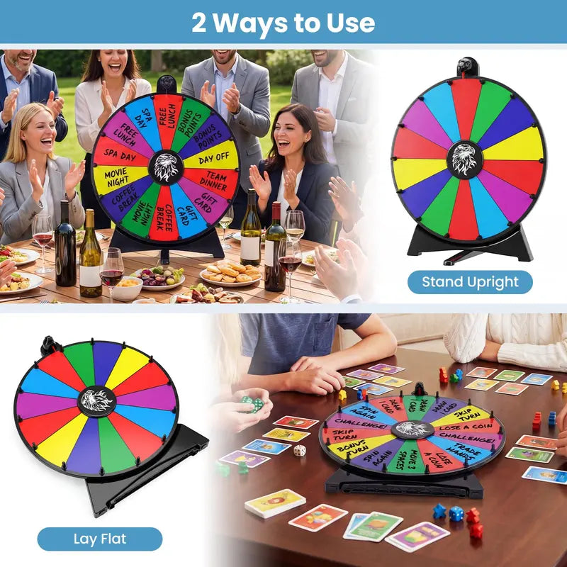 20-Inch 14-Slot Spin Wheel with Chalkboard Marker and Durable Construction