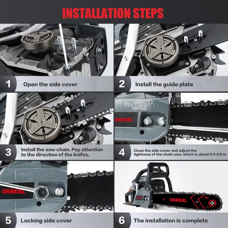 20-Inch 62cc 2-Stroke Gas Chainsaw ¨C 3.4HP Professional-Grade Wood-Cutting Tool for Farm. Garden & Home