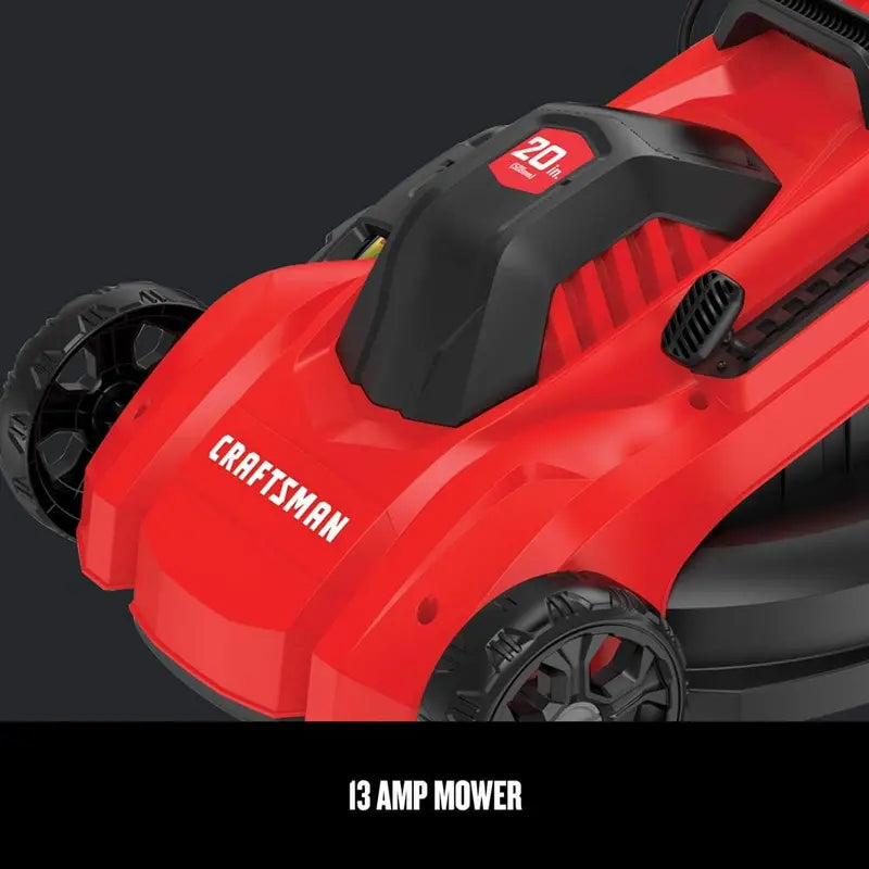 20-Inch Corded Electric Lawn Mower ¡ª 13-Ah Motor. Red Finish