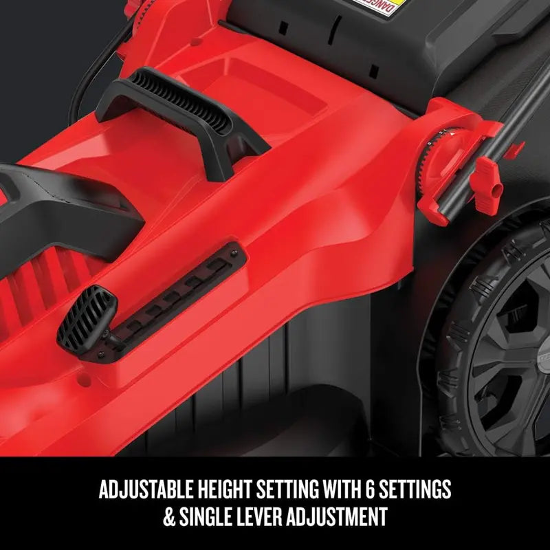 20-Inch Corded Electric Lawn Mower ¡ª 13-Ah Motor. Red Finish
