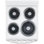 20-Inch Freestanding Electric Oven ¨C Four-Zone Cooktop. White Appliance. Compact Kitchen Range