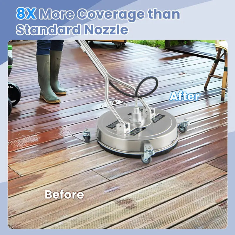 20-Inch Surface Cleaner Attachment for Pressure Washers ¨C Dual-Handle Design with Stainless Housing &amp; 4 Wheels