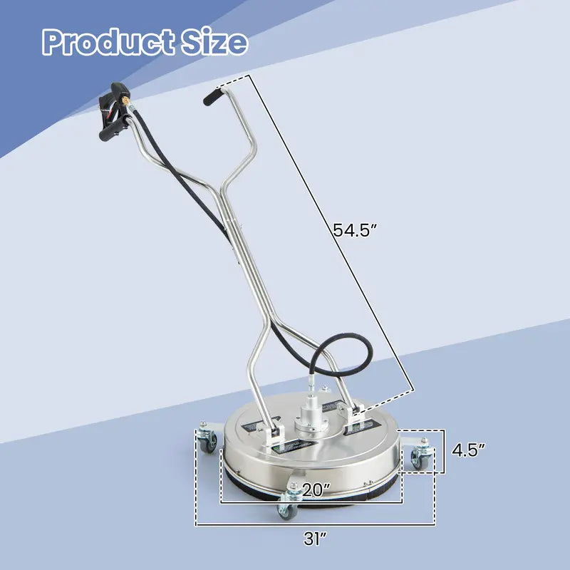 20-Inch Surface Cleaner Attachment for Pressure Washers ¨C Dual-Handle Design with Stainless Housing &amp; 4 Wheels