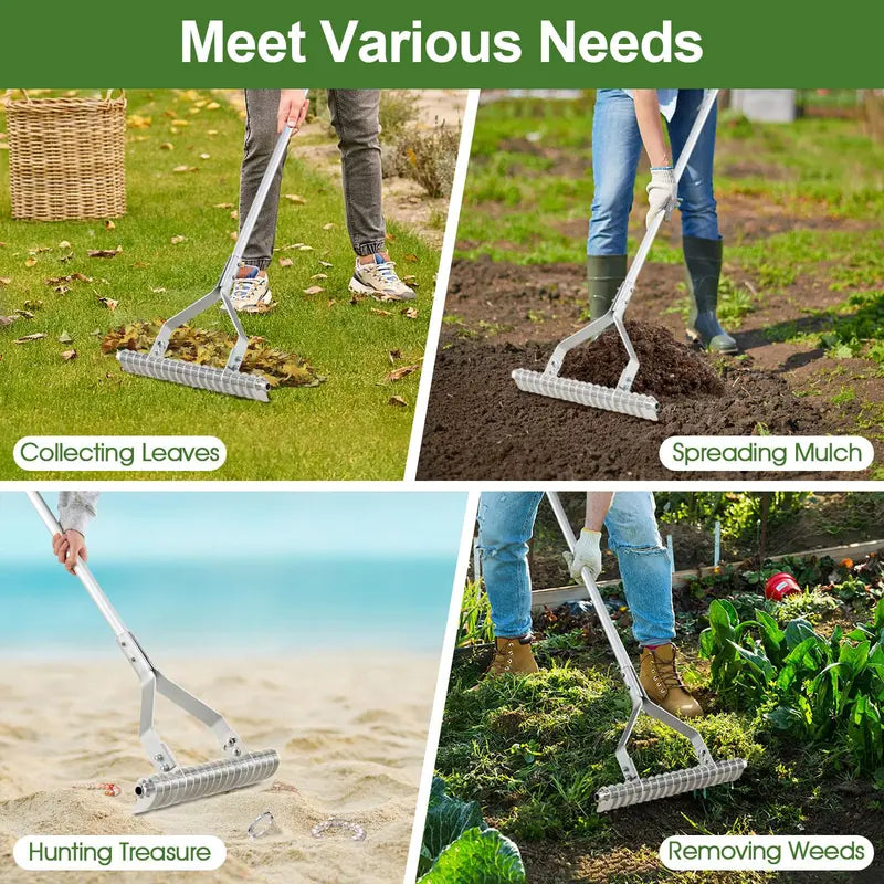 20-Inch Thatch Rake for Lawn Aeration ¨C Dethatching Tool to Remove Dead Grass and Loosen Compacted Soil