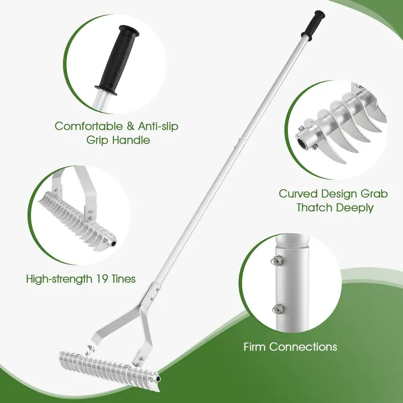 20-Inch Thatch Rake for Lawn Aeration ¨C Dethatching Tool to Remove Dead Grass and Loosen Compacted Soil