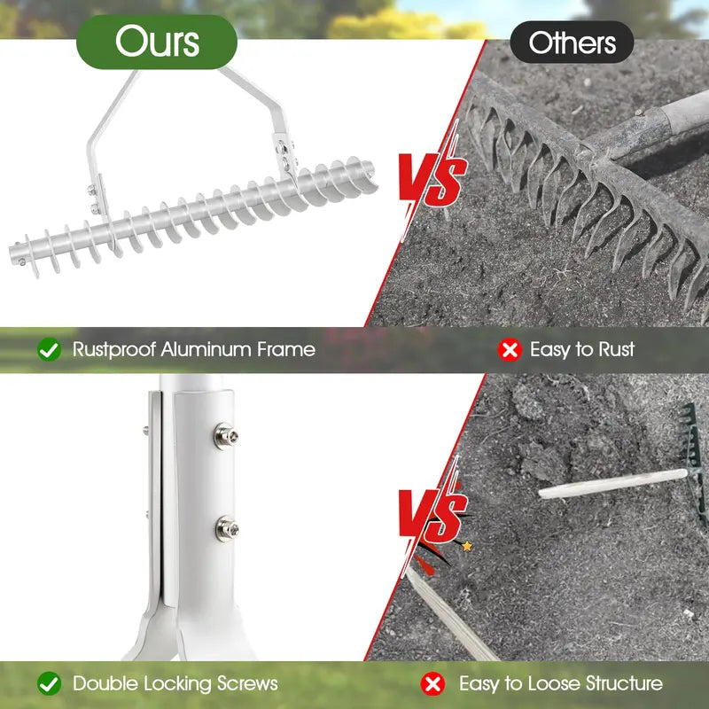 20-Inch Thatch Rake for Lawn Aeration ¨C Dethatching Tool to Remove Dead Grass and Loosen Compacted Soil