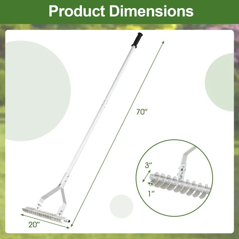 20-Inch Thatch Rake for Lawn Aeration ¨C Dethatching Tool to Remove Dead Grass and Loosen Compacted Soil