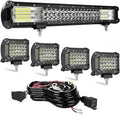 20-Inch Triple-Row LED Light Bar + 4x 72W LED Pods ¨C Waterproof Spot/Flood Combo for Off-Road Vehicles &amp; Equipment