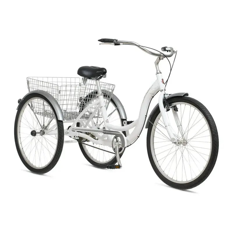 2025 Schwinn Meridian Adult Tricycle – Low-Step Beach Cruiser with 26″ Wheels. Rear Basket & Comfort Seat