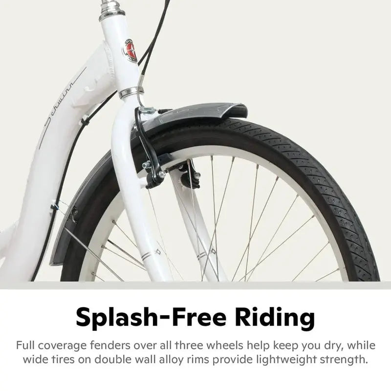 2025 Schwinn Meridian Adult Tricycle – Low-Step Beach Cruiser with 26″ Wheels. Rear Basket & Comfort Seat