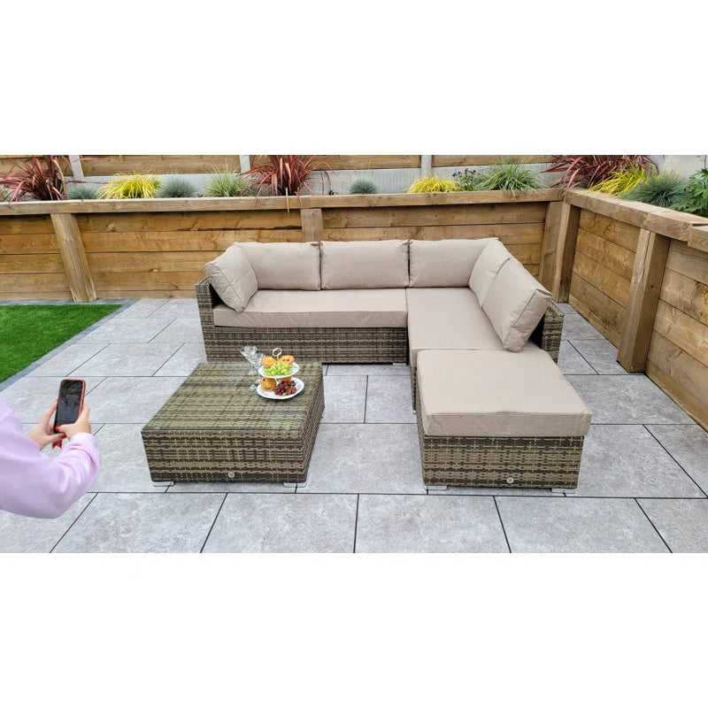 Margaret Wicker 5 - Person Garden Lounge Set with Cushions