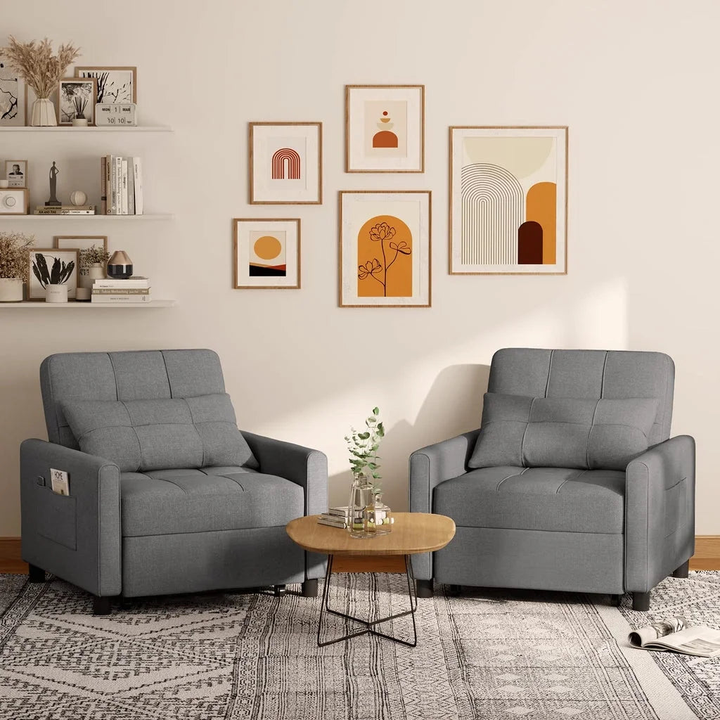 Convertible Sleeper Chair. Aiho 3 - in - 1 Convertible Sofa Bed Recliner Chair with Pull Out Couch - Dark Gray